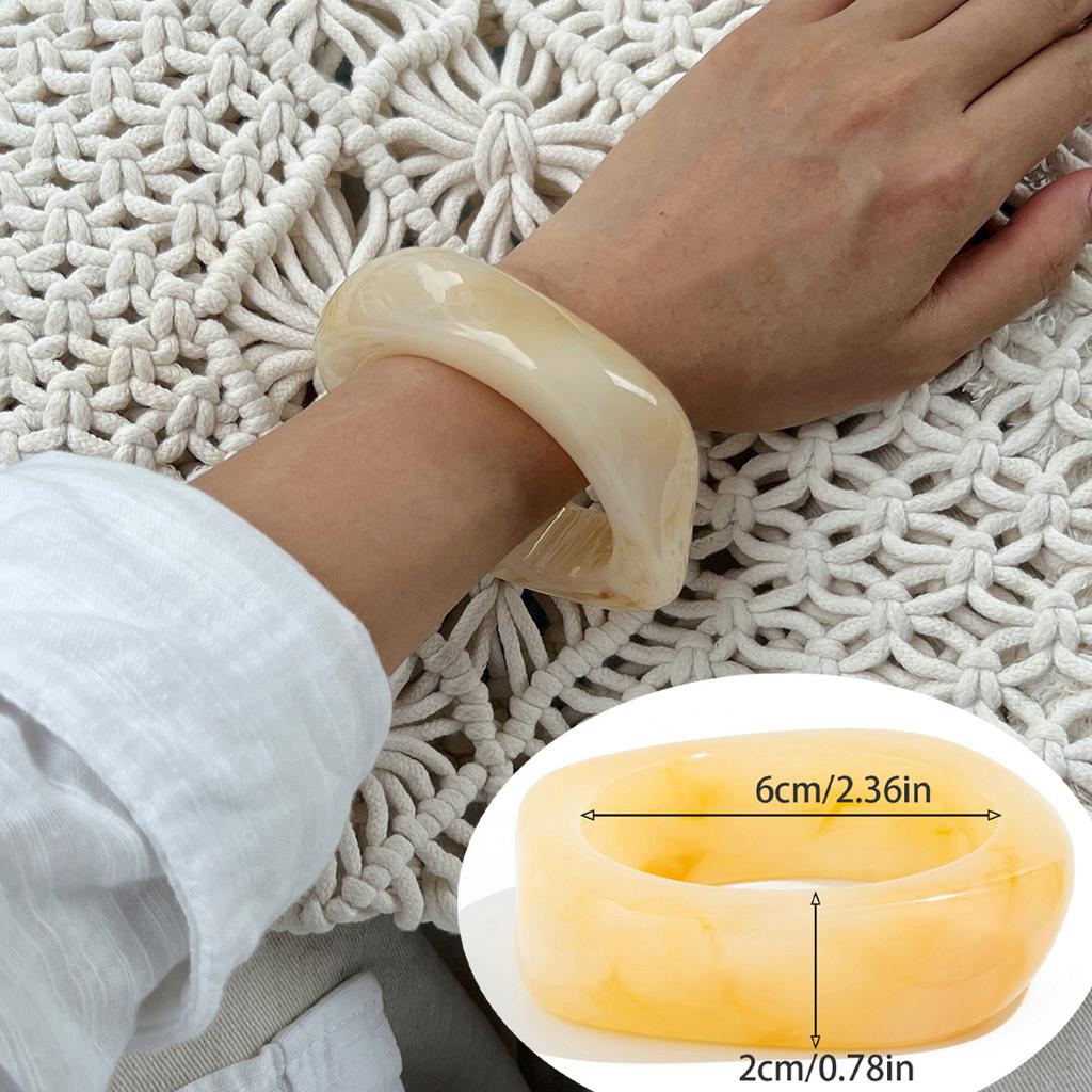 Irregular Wind Smudging Acrylic Bracelet, Exaggerated Translucent Gold Foil Resin Wide-Sided Bracelet