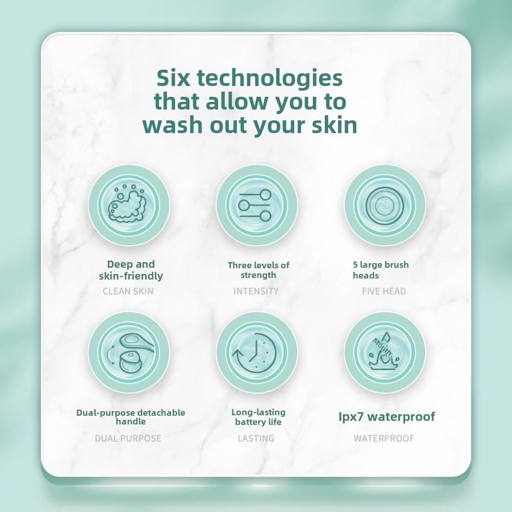 Automatic Waterproof Electric Back Rub Bath Brush Long Handle 5-in-1 Electric Massage Bath Brush