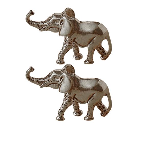1 Pair Brass Elephant Figurine Carving Golden Elephant Statue Metal Animal Sculpture
