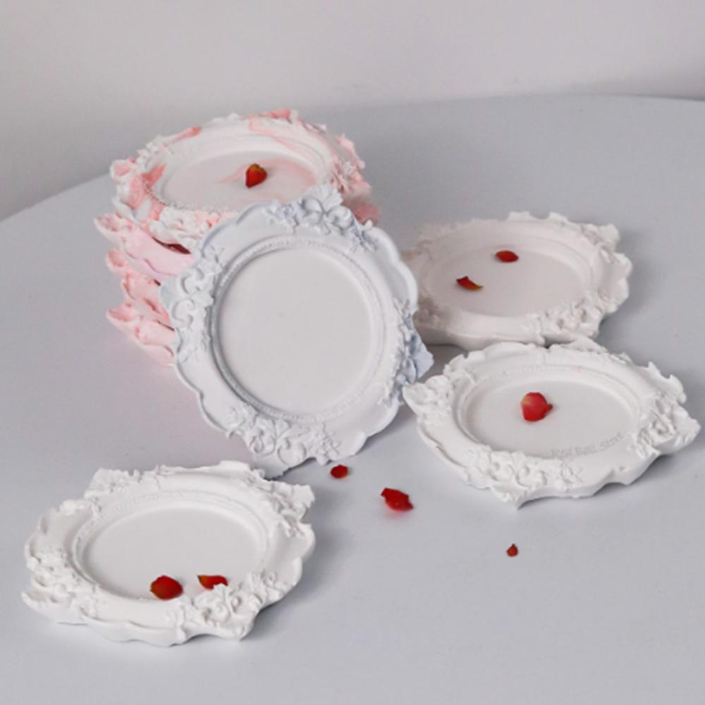 Baroque Style Tray Silicone Mold European Style Lace Relief Fruit Cake Pallet Cement Concrete Storage Dish Mould Resin Coaster