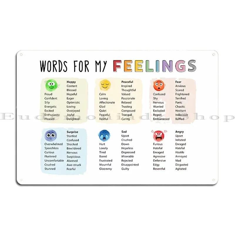 Words For My Feelings Metal Sign Poster Party Club Garage Wall Decor Character Tin Sign Poster
