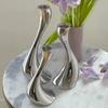 Stainless Steel Swan Neck Candlestick Silver Metal  Curve Handicraft Candle Holder Wedding Dining Table Home Decoration