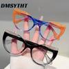 Fashion Pattern Dopamine Cat Eye Glasses Frame Anti-blue Light Eyeglasses Men Women Big Frame Metal Lace Design Eyewear