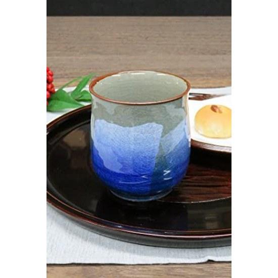 Waza no Kura stylish Kutani ware teacup silver glaze blue birthday present kanreki celebration koki kiju sanshu beiju gift made Japan yunomi 40s 50s