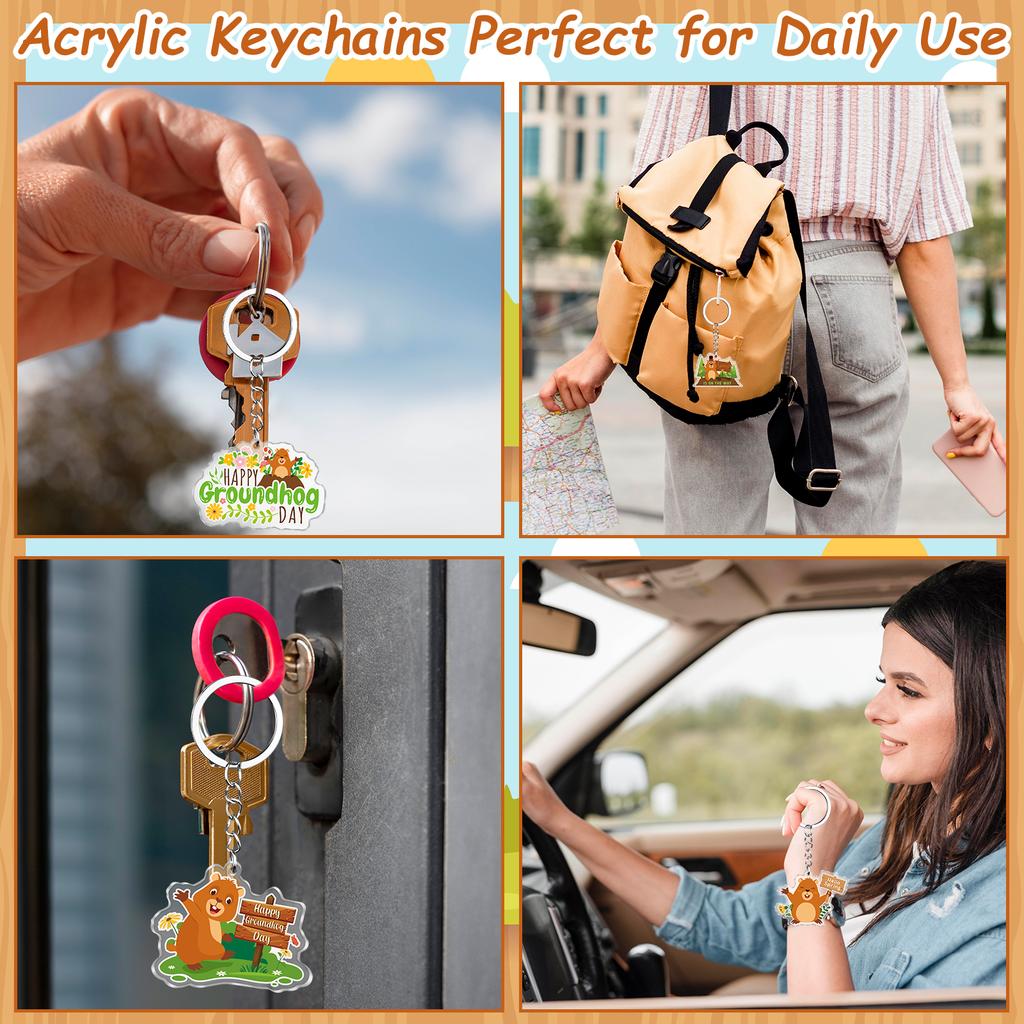 60 Pack Groundhog Day Gifts Acrylic Keychains Bulk Happy Groundhog Day Accessories 10 Design Funny Cute Animal Keychain For Wome