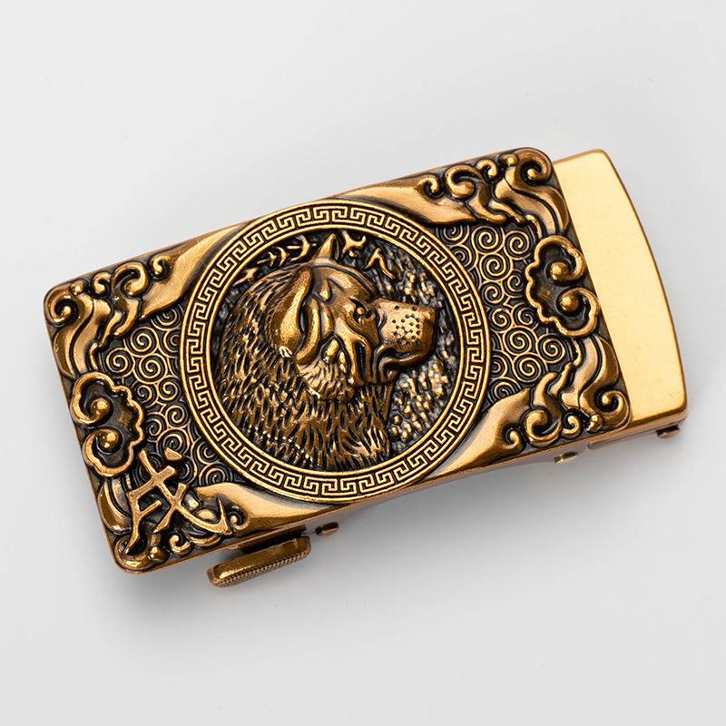 Zodiac Herren Automatik Gürtelschnalle Personalisiert Retro Kupfer 40cm Automatische Zinklegierung Gürtelschnalle