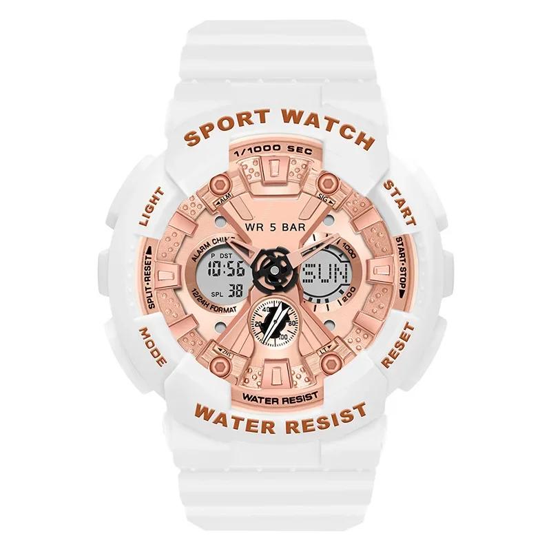 Female Elecrtonic Watch Middle School Student Sports Double Watch Temperament Wristwatch
