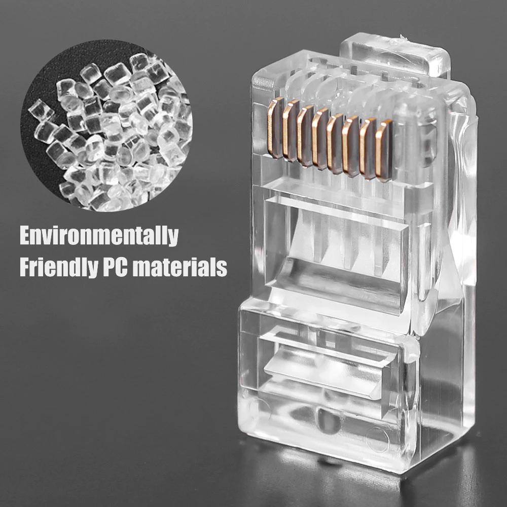 10/50 Stück RJ45 Ethernet-Kabel Modulstecker Netzwerkanschluss Trident Chip Netzwerkkabelkopf für Ethernet-Kabel Gigabit-Netzwerk