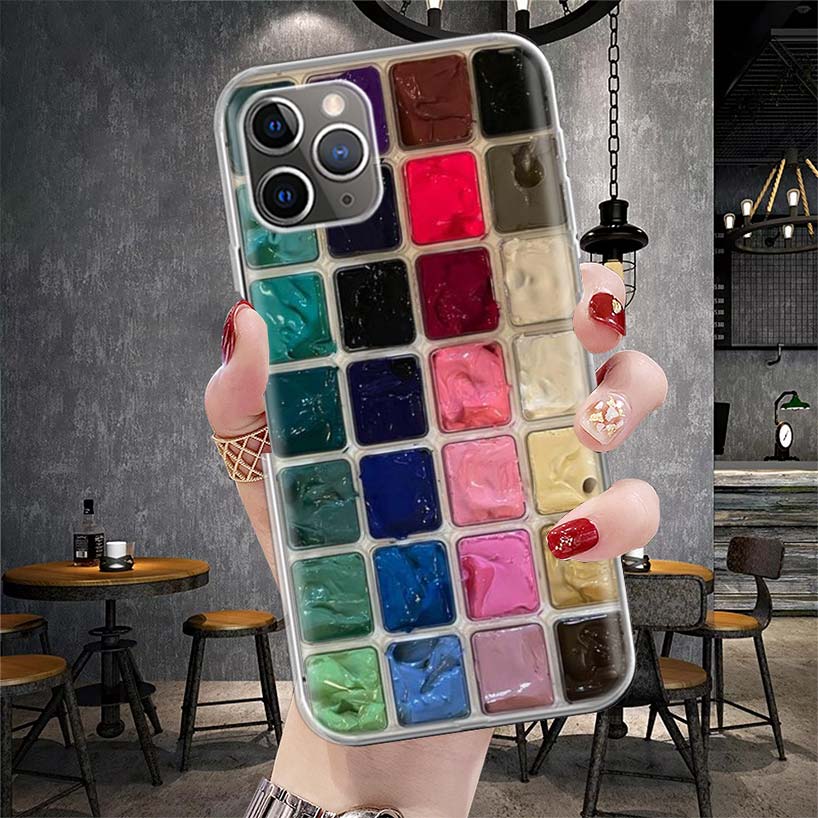 Watercolors Set Paint Palette Painting Box Soft Phone Case For IPhone 11 17 Air 16E 16 Pro Max 15 + 14 Plus 13 Mini 12 Apple 7 S