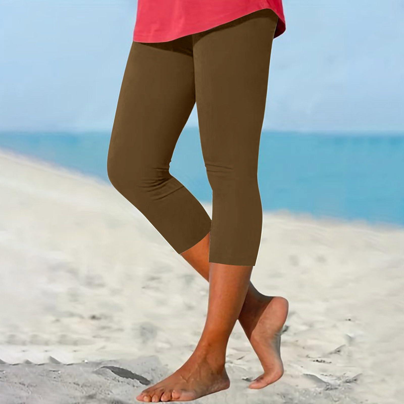 

Женские модные однотонные повседневные обтягивающие брюки для йоги 7/10 L хаки