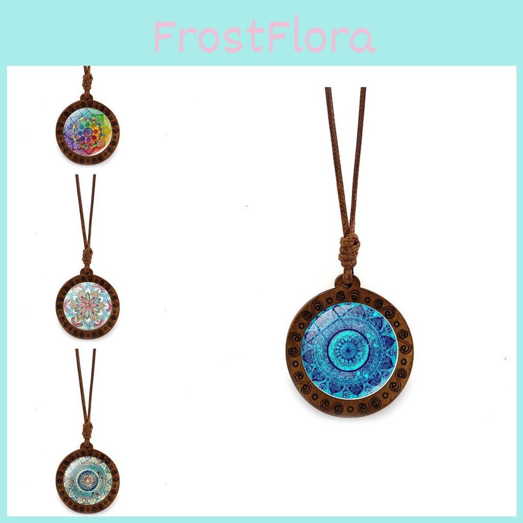 Retro Crystal Pendant Necklace With Mandala Design Brown Wax Rope Elegant Fashion Accessory For All Genders