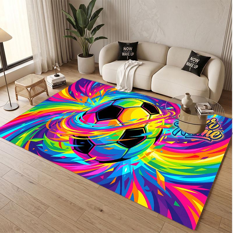 Soccer Theme Soft Crystal Velvet Rug Custom Name & Text Print Non Slip Floor Rug for Bedroom Living Room