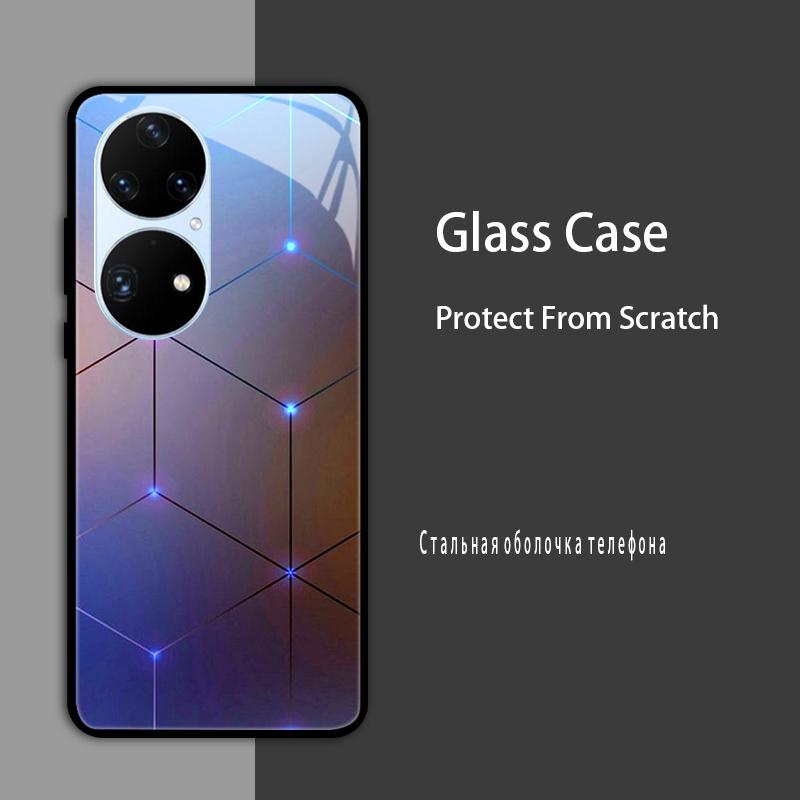For Huawei P50 Pro Case P50E P 50 Luxury Tempered Glass Phone Case For Huawei P50 E Back Cover Fashion Protective Coque P50Pro