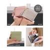 LIZDAYS Women's Genuine Leather Compact Wallet Gray Beige with Card Case