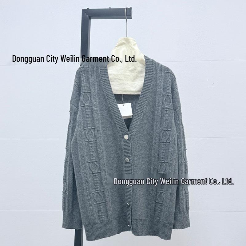 Dalang Women's Spring Cable Knit Hollow Cardigan - Patterned Design