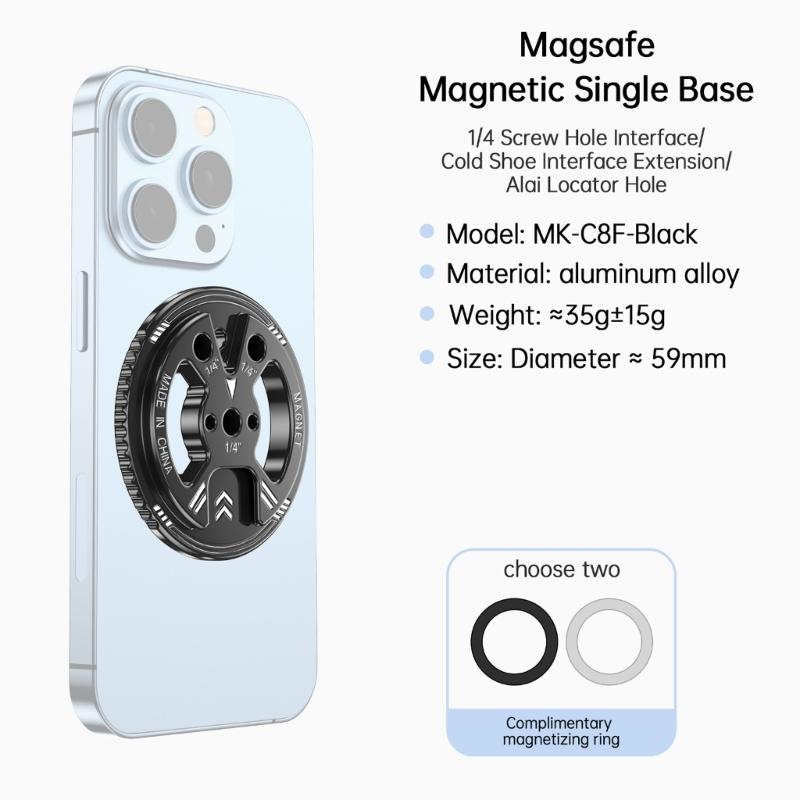 Universal Magnetic Phone Adapter With Cold Shoe Mount 1/4Inch Thread For Camera Tripod Bracket Aluminum Alloy Phone Holder