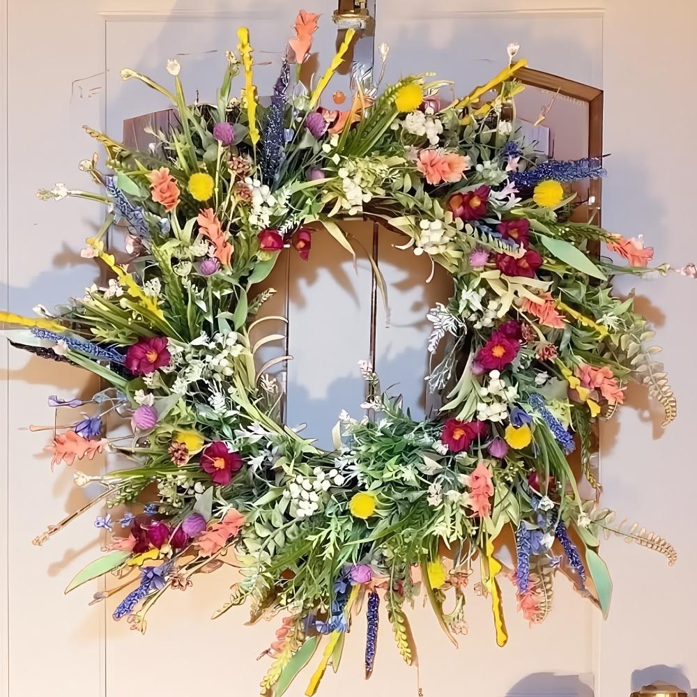 45cm Künstlicher Wildblumen Türkranz Bunter Wildblumen Stil Dekorative Girlande Mehrzweck Heimdeko Kranz Frühling Sommer