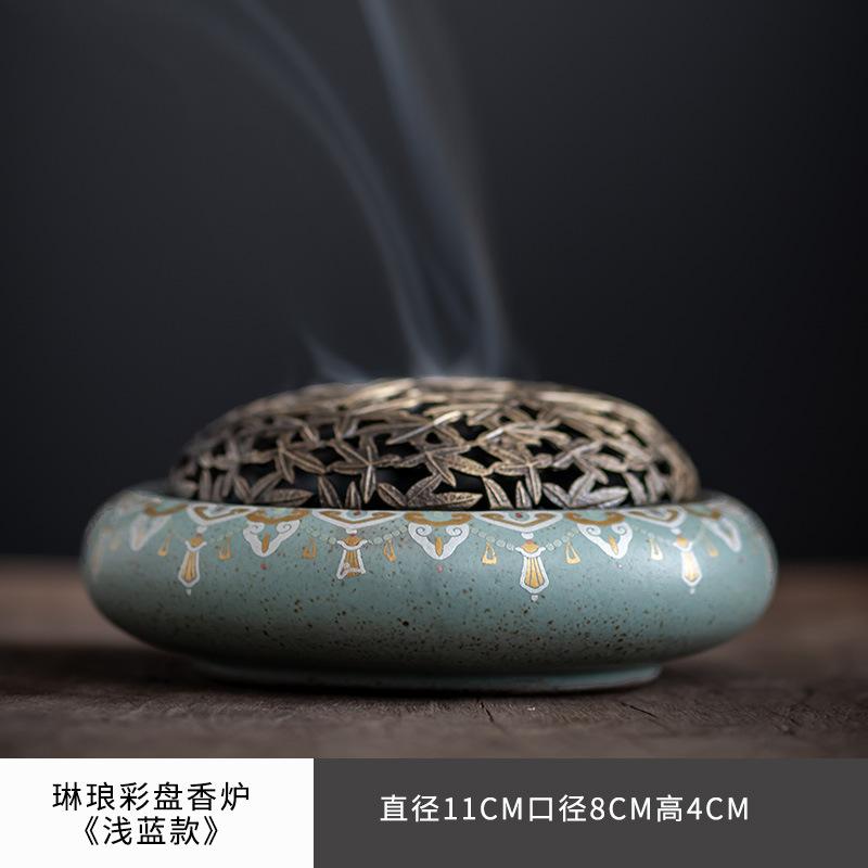 

Эмалированная цветная тарелка, благовония, китайская печь для ароматерапии в стиле дзен, маленькая сандаловая горелка, бытовые украшения для чая кунг-фу