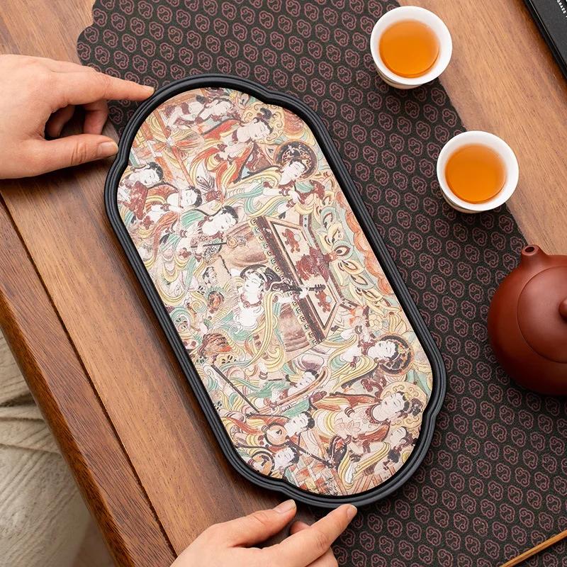 Chinese Style Absorbent Dry Bubble Tray Coffee Table Tea Tray Tea Set Accessories Retro Tea Tray Household Decoration Modern New