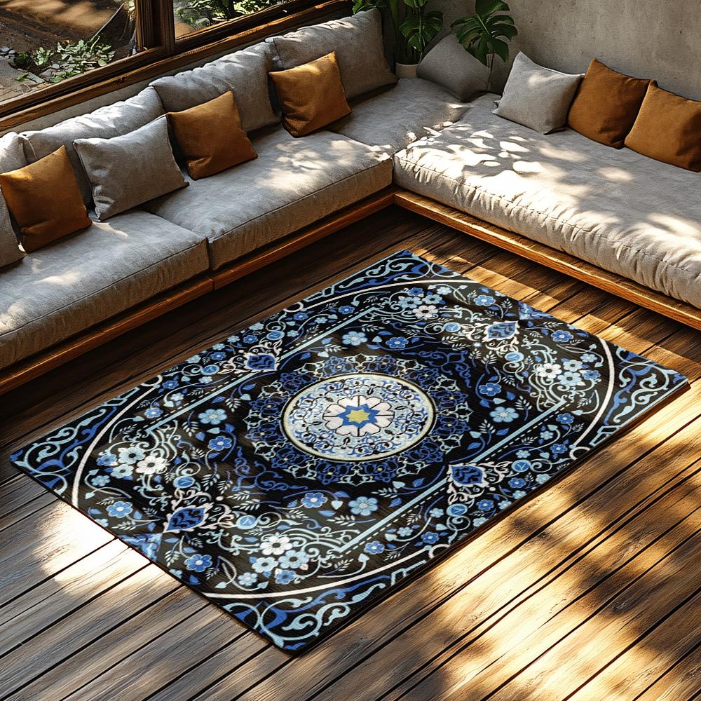 Moroccan Area Rug Vintage Persian Carpet Bohemian Floor Mat Home Decor Living Room Bedroom Non-Slip Washable Floor Covering