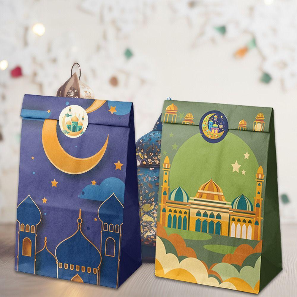 12Pcs Mixed Pattern Eid Mubarak Gift Bag Multicolor Flat Open Bags  Eid Celebration