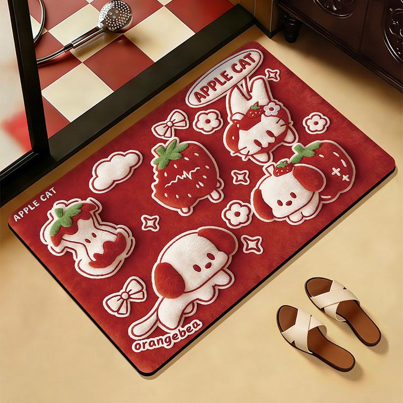 Cartoon bathroom floor mat is easy to take care of for home use, water-absorbing and quick-drying floor mat can be cut, dirt-resistant and non-slip d