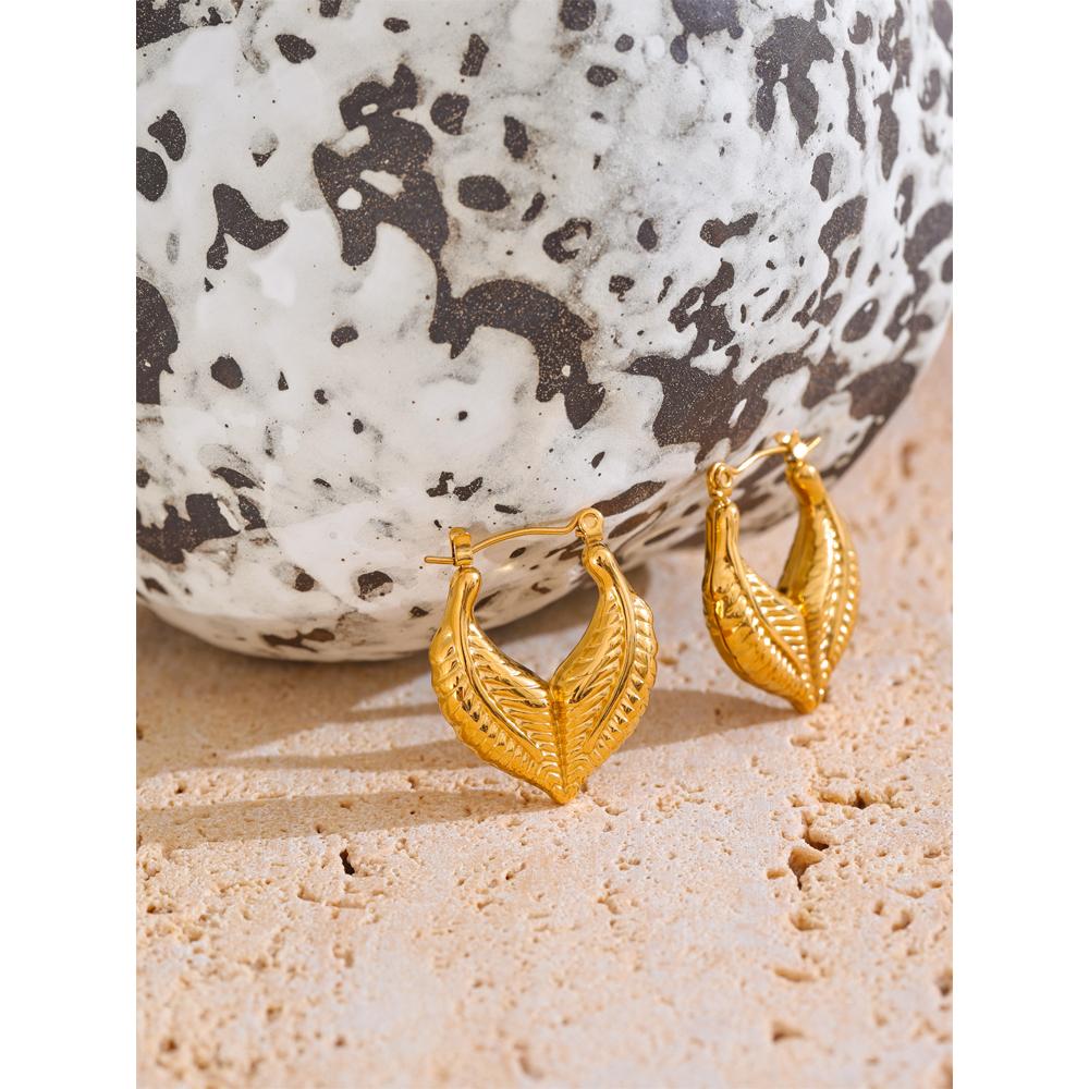 Yhpup New Metal Hollow Hoop Earrings Trendy Style Stainless Steel Jewelry for Women Waterproof