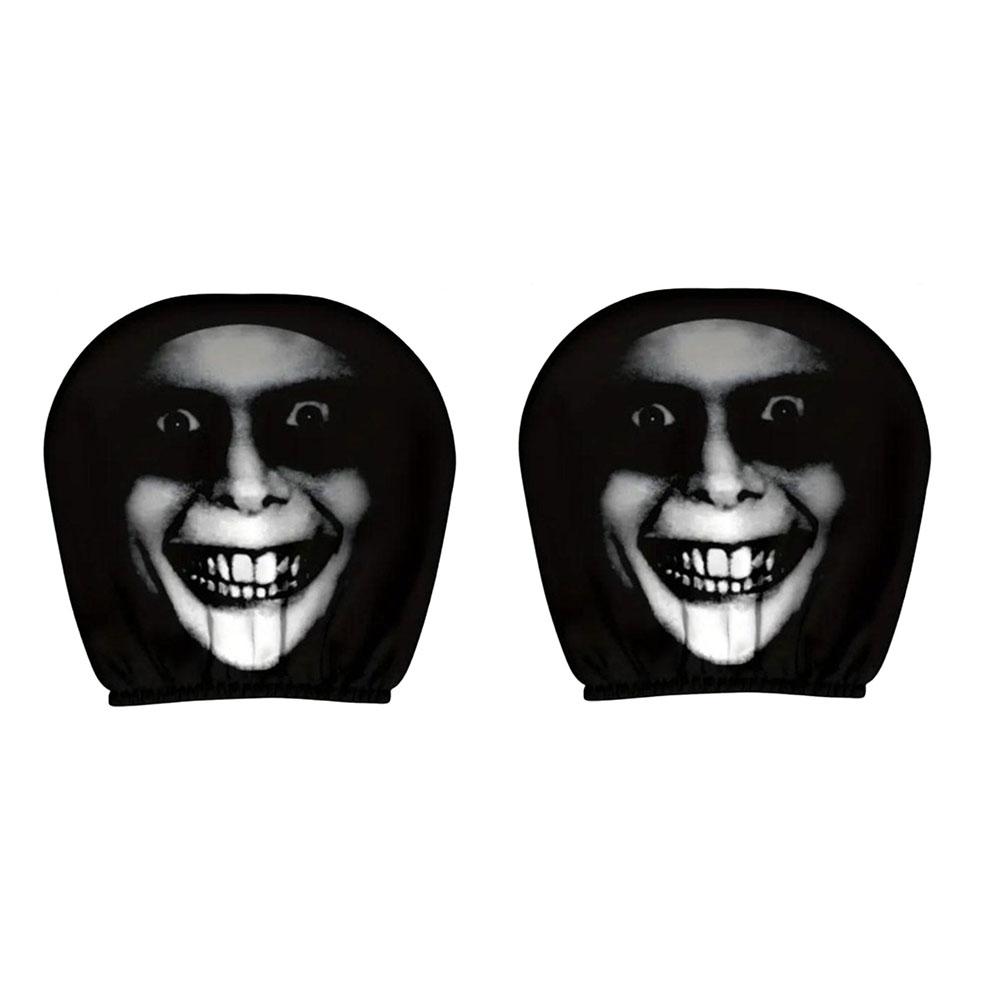 

Хэллоуин Украшение Черный Череп Принт Автомобильный Подголовник Чехол Универсальный Эластичный Жуткий Веселый Универсальный Чехол на Голову A1 -2pcs