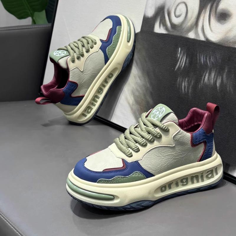 Mens Shoes 2025 Spring New Trend Platform Heightening Casual Board shoes Fashion Color Matching Leather Lace-up Casual Sneakers