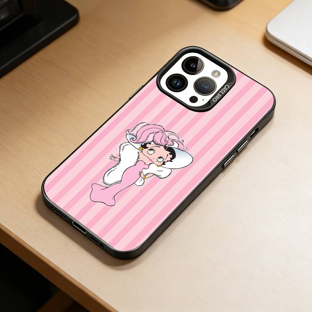 C-Cute-Betty Boop-P Phone Case For iPhone 17,16,15,14,13,12,11 Plus,Pro Max,XS,Colored Silver Plated Inside Cover