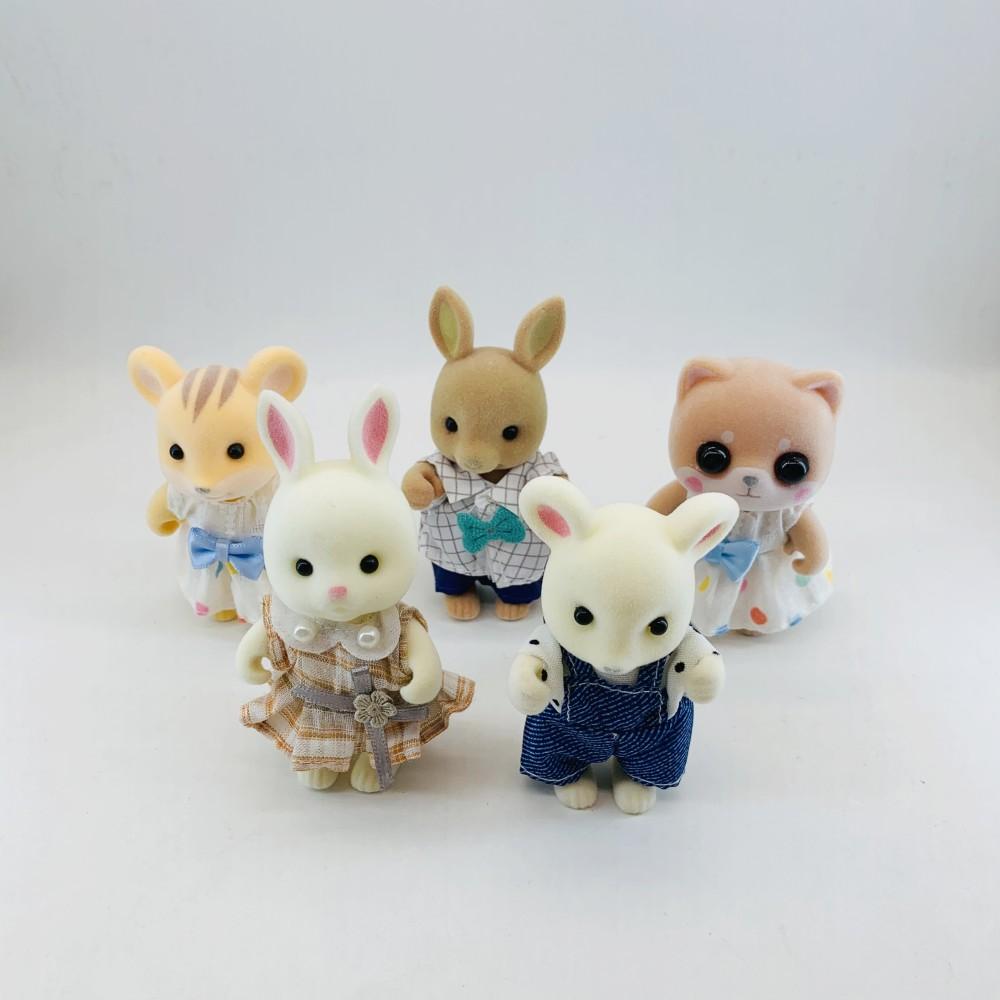 1-5Pcs Different Simulation Forest Animal Rabbit Bear Dog Family Figure Toy Dolls Kids Diy DIY House Doll Playset