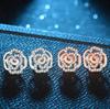 Modische 2-farbige Sterling-Silber schimmernde Rose Ohrstecker mit klarem Zirkonia für Damen Geburtstagsgeschenke