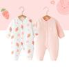 Babykoi Baby Clothes Long Sleeve Romper Spring Autumn Winter Clothes Newborn Thick Cotton Coveralls Baby Girls Preparing for Maternity Gift Solid Pink