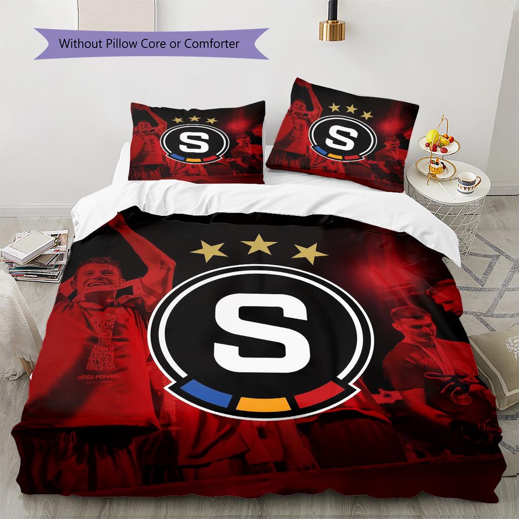 Sparta Prag Fußball Logo Muster Bettwäsche Heimdekoration Geburtstagsgeschenk (1 Bettbezug + 2 Kissenbezüge, ohne Füllung)
