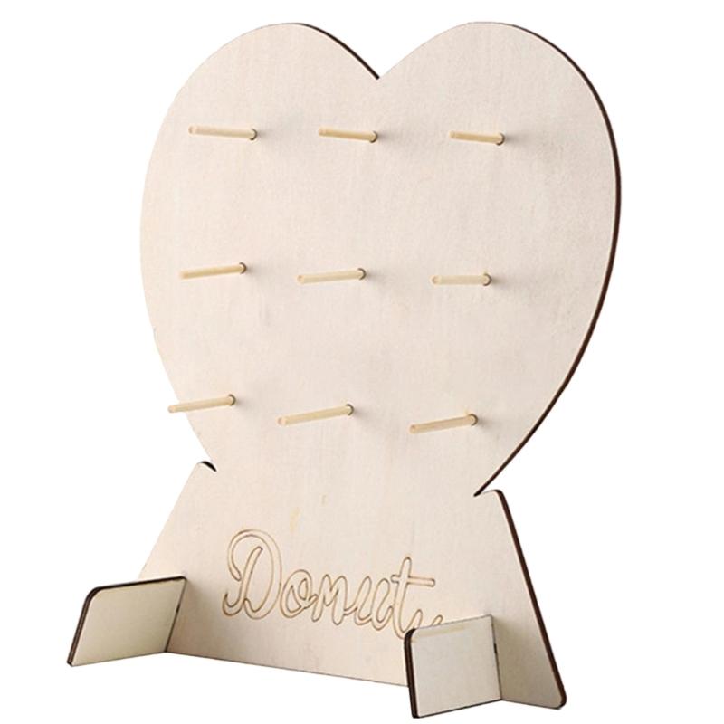 2Pcs Heart Shaped Cake Display Rack Wooden Cake Dessert Holder Stand for Kids Birthday Baby Shower Wedding Decoration