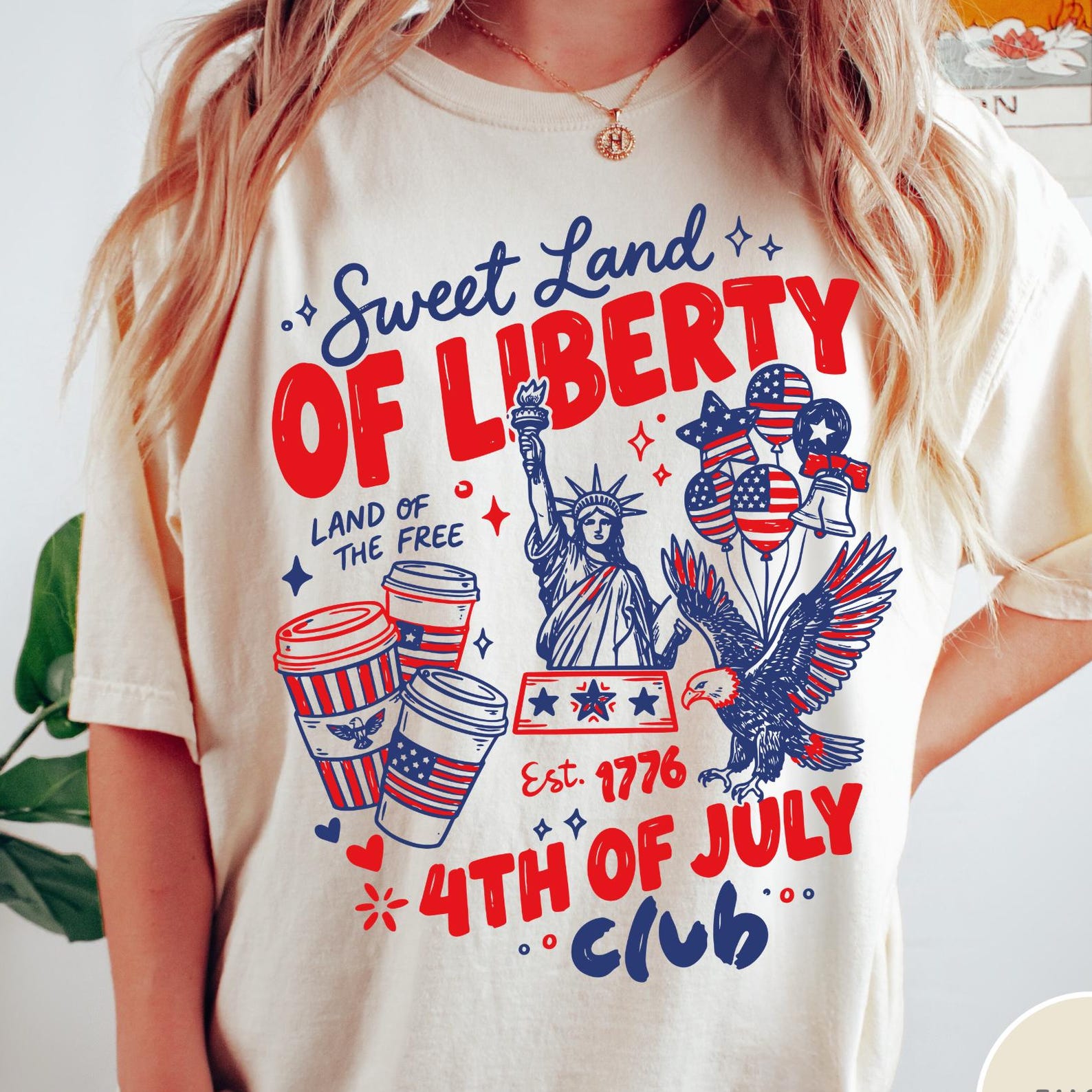 Sweet Land of Liberty Comfort Colors® T-Shirt, 4th of July Shirt, Women s Fourth of July Shirt, Patriotic 4th of July Club Graphic Tee 3XL