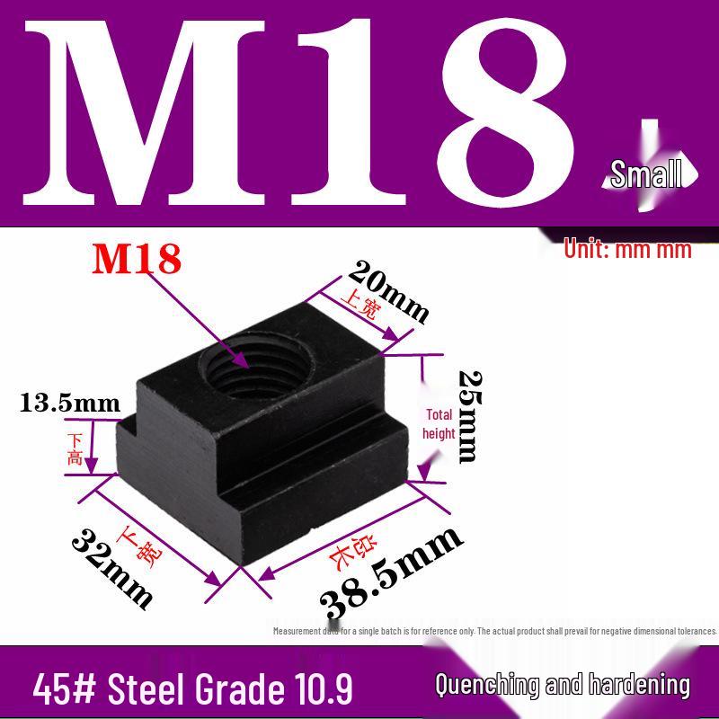 Pressure Plate Trapezoidal T-Slot Nut, Sizes M8-M27