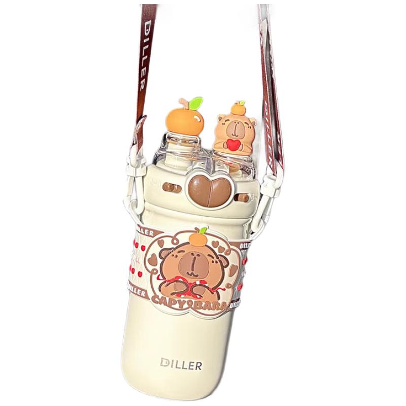 OKTP Capybara Cute 316SS Insulated Dual-Drink Straw Cup