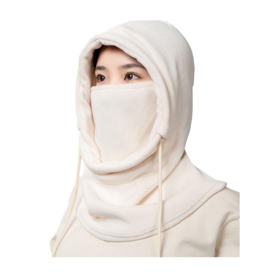 

Шарф-капюшон Шапка Женская Мужская Осень Зима Головной убор для верховой езды Однотонный Регулируемая кулиска Защита лица Головной убор бежевый