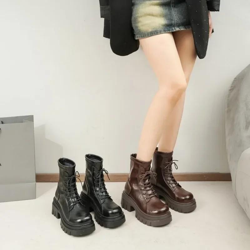 Fashion 2024 Silver Leather Winter Short Boots Thick Sole Square Heel Ankle Boots Side Zipper Frenum Brown Matte Women's/Men Shoes 35-43