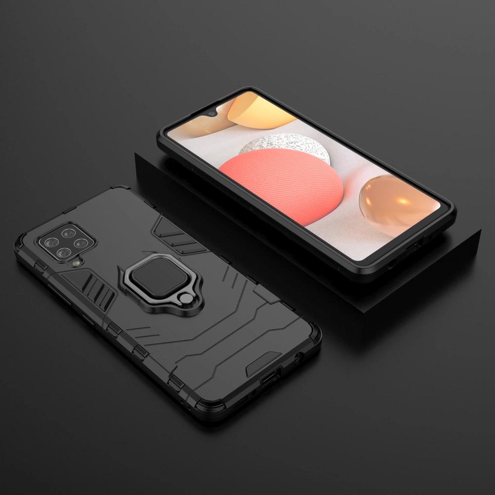 Ring Armor Pancerne Hybrydowe Etui Pokrowiec + Magnetyczny Uchwyt Samsung Galaxy A42 5G Czarny