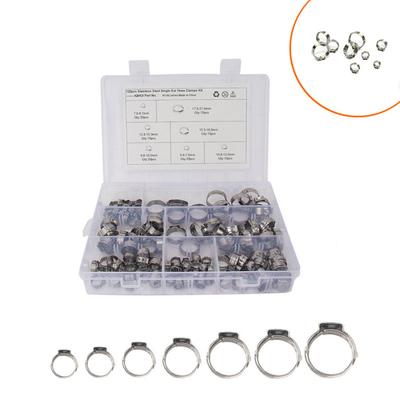 120 Pcs 5.8-21mm Single Ear Plus Stainless Steel Hydraulic O-Clips Hose Clamps