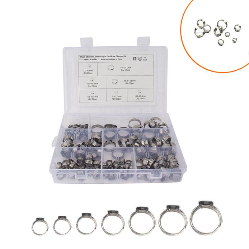 120 Stück 5,8-21mm Einzelohr Plus Edelstahl Hydraulik O-Clips Schlauchschellen