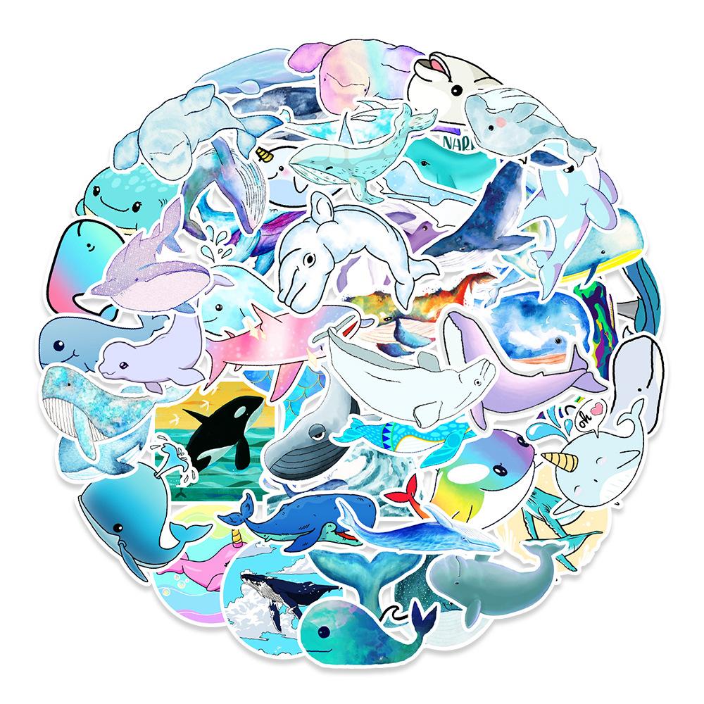 50 Whale Graffiti Stickers Car Suitcase Mobile Phone Refrigerator Decoration Stickers Waterproof