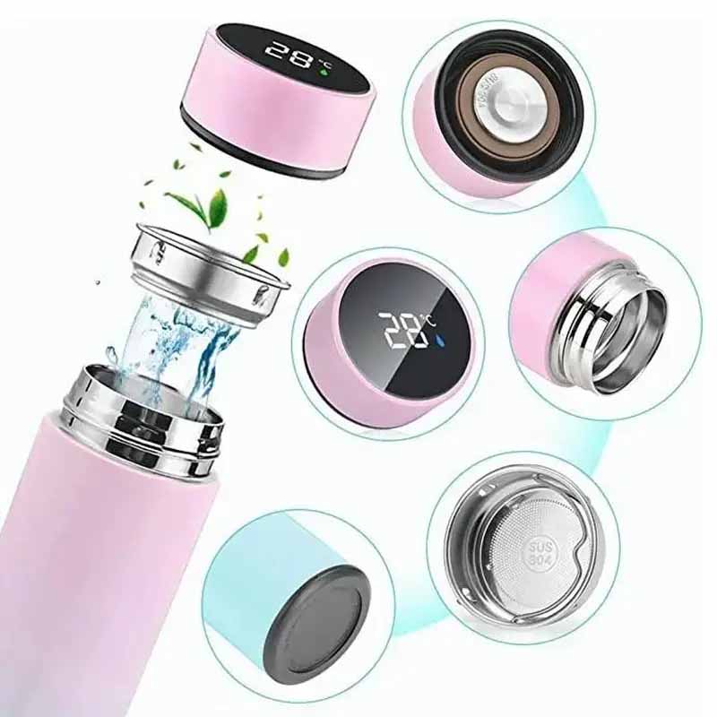 500ML Smart Insulation Cup Mini Thermos Cup Water Bottle Led Digital Temperature Display Stainless Steel Thermos Cup