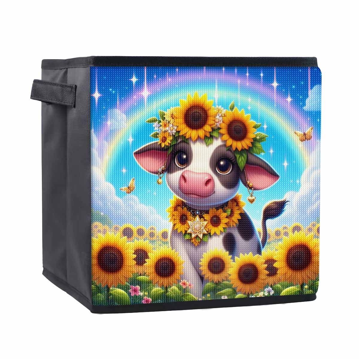 

Sunflowers and Cows 5D Diamond Painting Storage Basket Full Round Drill Mosaic Diamond Embroidery Cross Stitch Kits Home Decor Home Decor 25cmx25cm