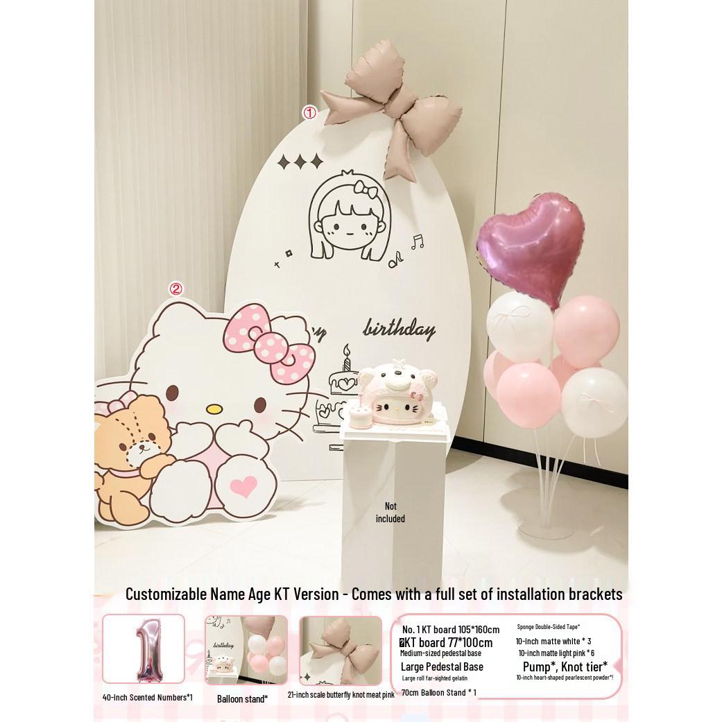Hello Kitty 1st Birthday Backdrop - Girl s Party Decoration & Photo Prop