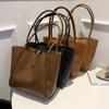 Simple Casual PU Leather Shoulder Bag Large Capacity New Design Tote Bag Retro Underarm Bag  Girls