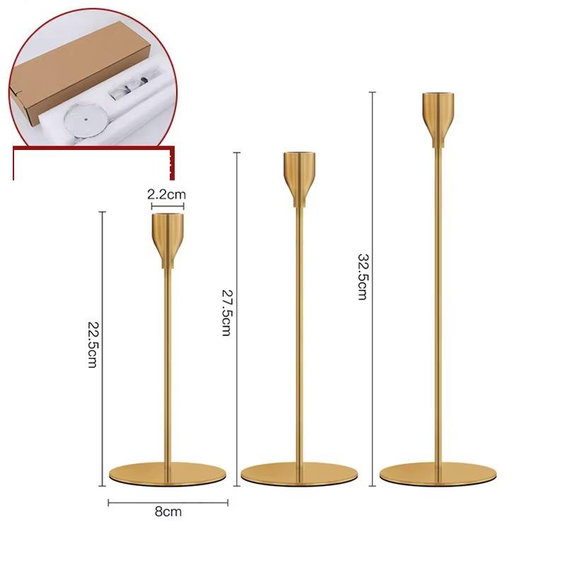 Candle Holder 1PCS Metal Electroplated Candle Holder Ornament Table Candlelight Dinner Model Room Wedding Props Home Decoration