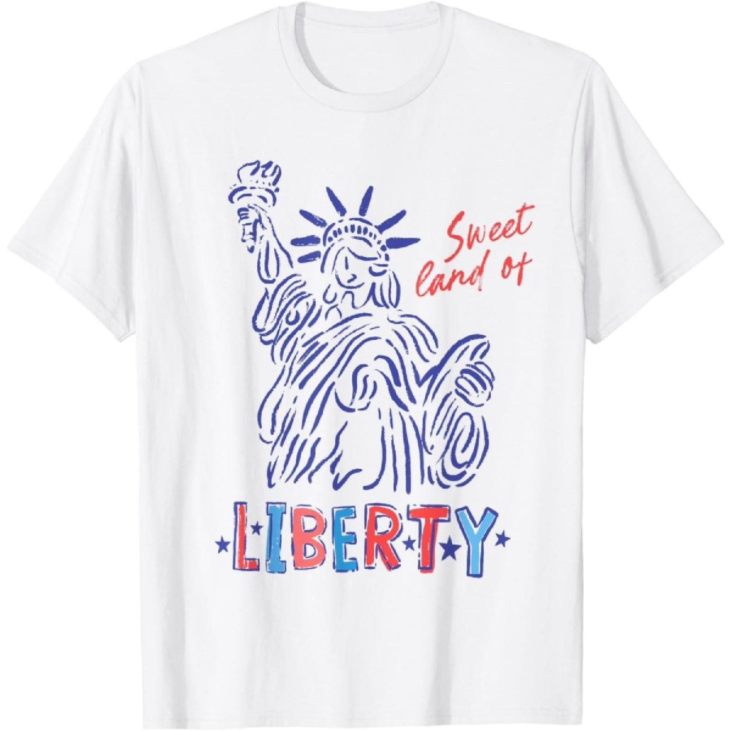 Statue of Liberty Patriotic Sweet Land of Liberty USA T-Shirt XXXXXL белый